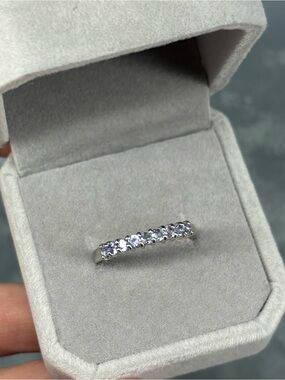 Genuine .80CT Blue Tanzanite half channel Band 925 Sterling Silver Size 9